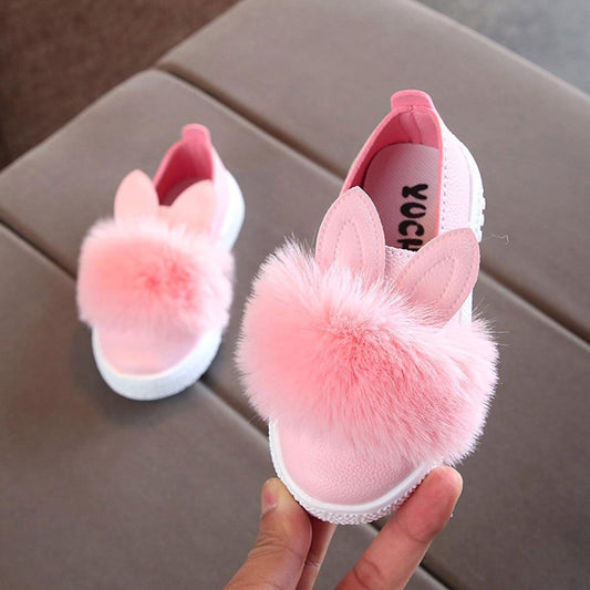 Bunny Pom Toddler Baby Fur Sneakers