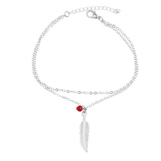 Silver Feather Anklet