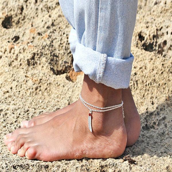 Silver Feather Anklet